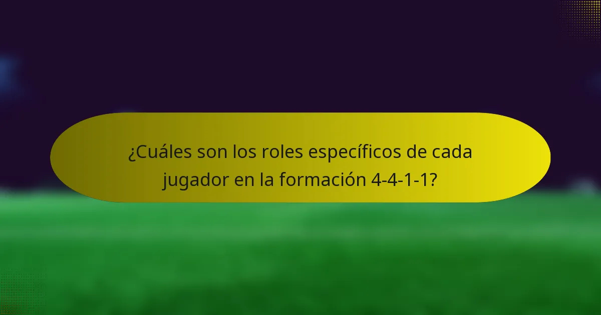 ¿Cuáles son los roles específicos de cada jugador en la formación 4-4-1-1?