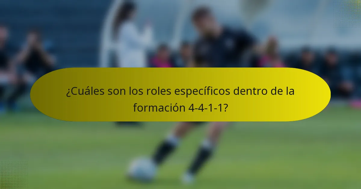 ¿Cuáles son los roles específicos dentro de la formación 4-4-1-1?